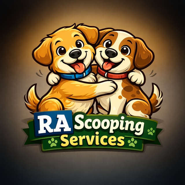 RA Scooping Services logo — two happy dogs